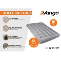 Vango Double Flocked Airbed -CampLux Sales Shop Double Flocked Airbed Infographic 74909.1677839276