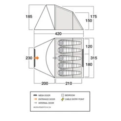 Vango Tiree 500 Poled Tent -CampLux Sales Shop Tiree 500 Floorplan 63627.1701260315