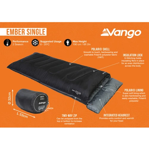 Vango Ember Single Sleeping Bag 4 Vango Ember Single Sleeping Bag - Image 2